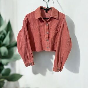 Forever 21 Pink Corduroy Cropped Shirt